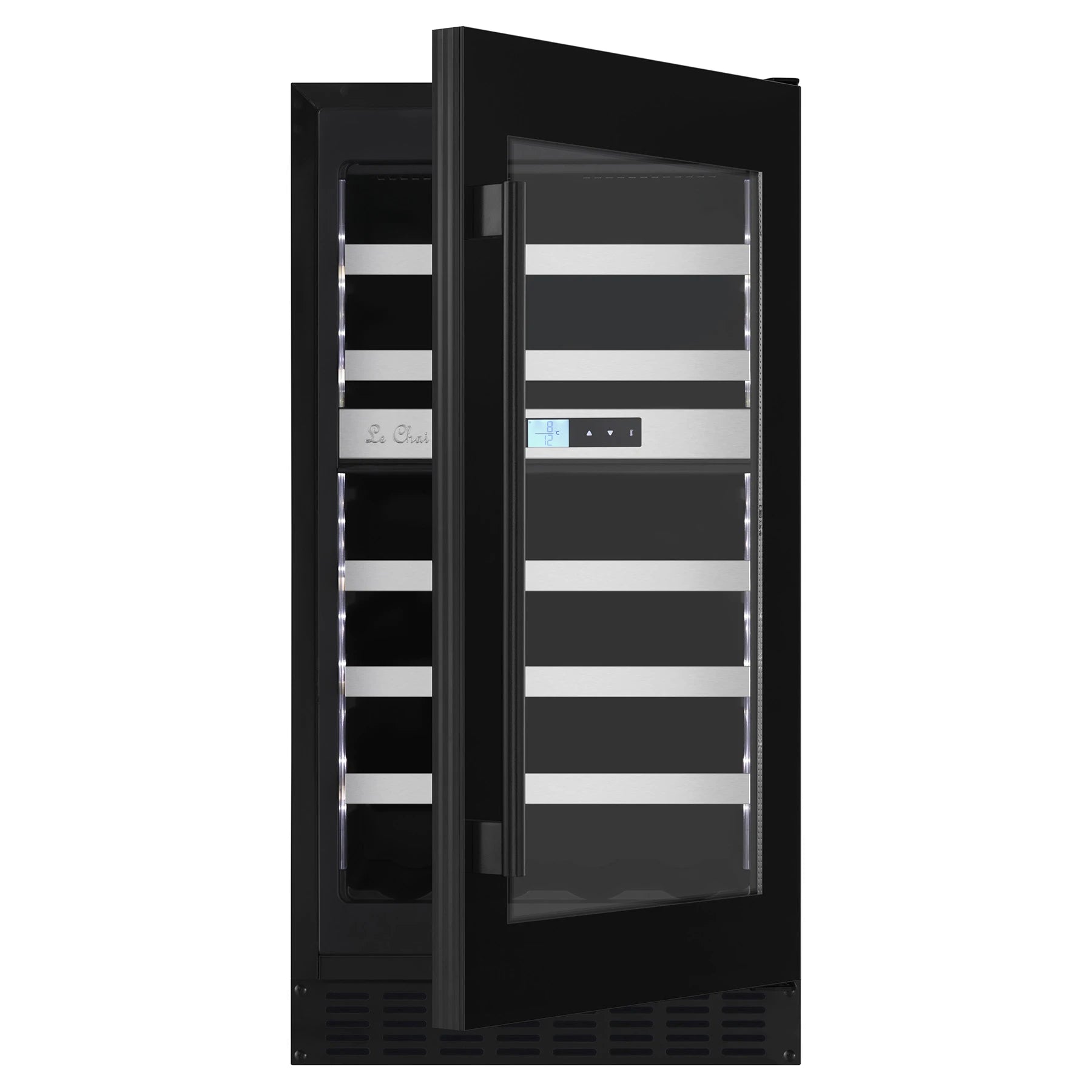Cave de vinho Le Chai LBN330 com compressor ventilado e temperatura de 5 a 20 ºC.