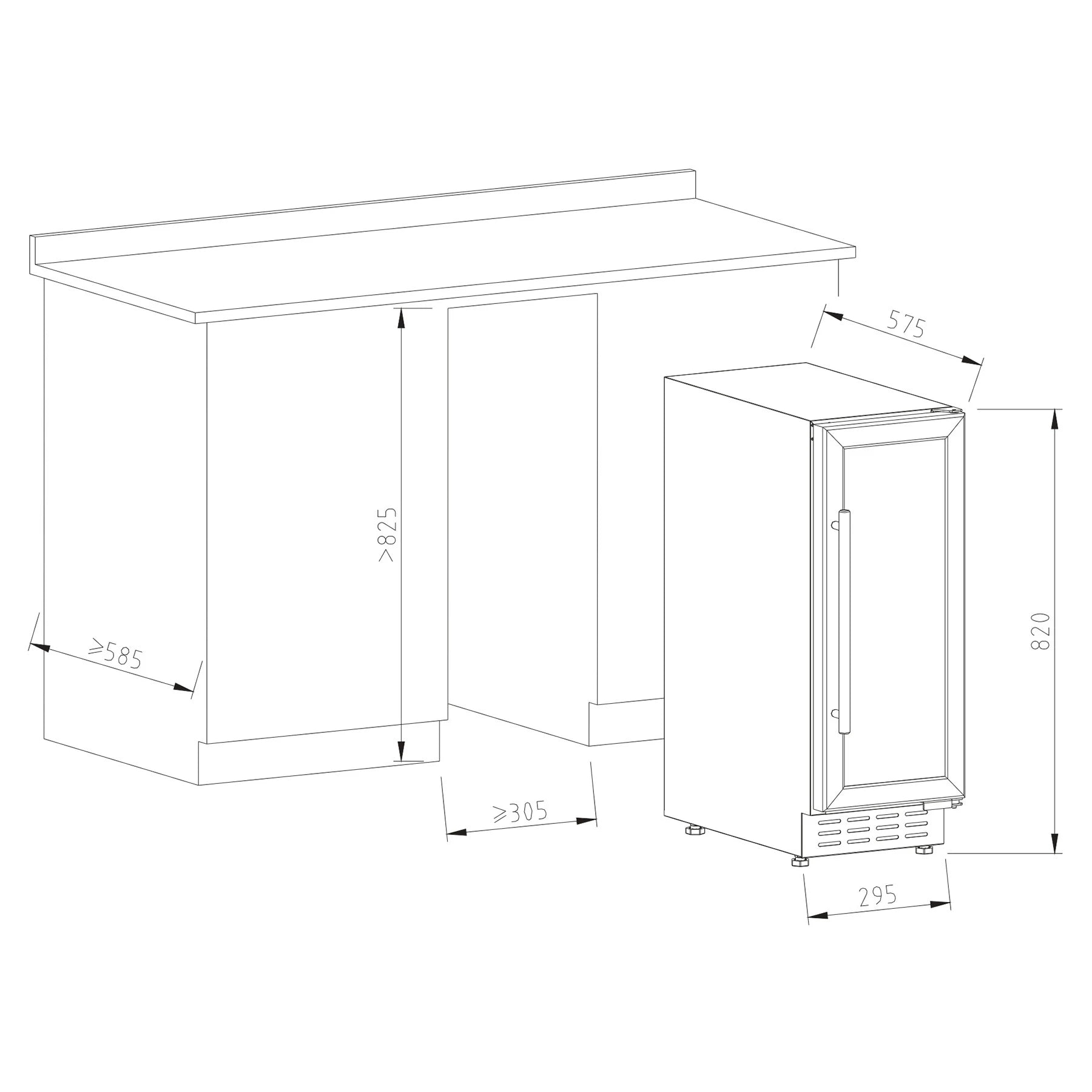 Cave de vinho Vinobox 20 Design Black com porta anti-UV, alarme de porta aberta e fechadura.