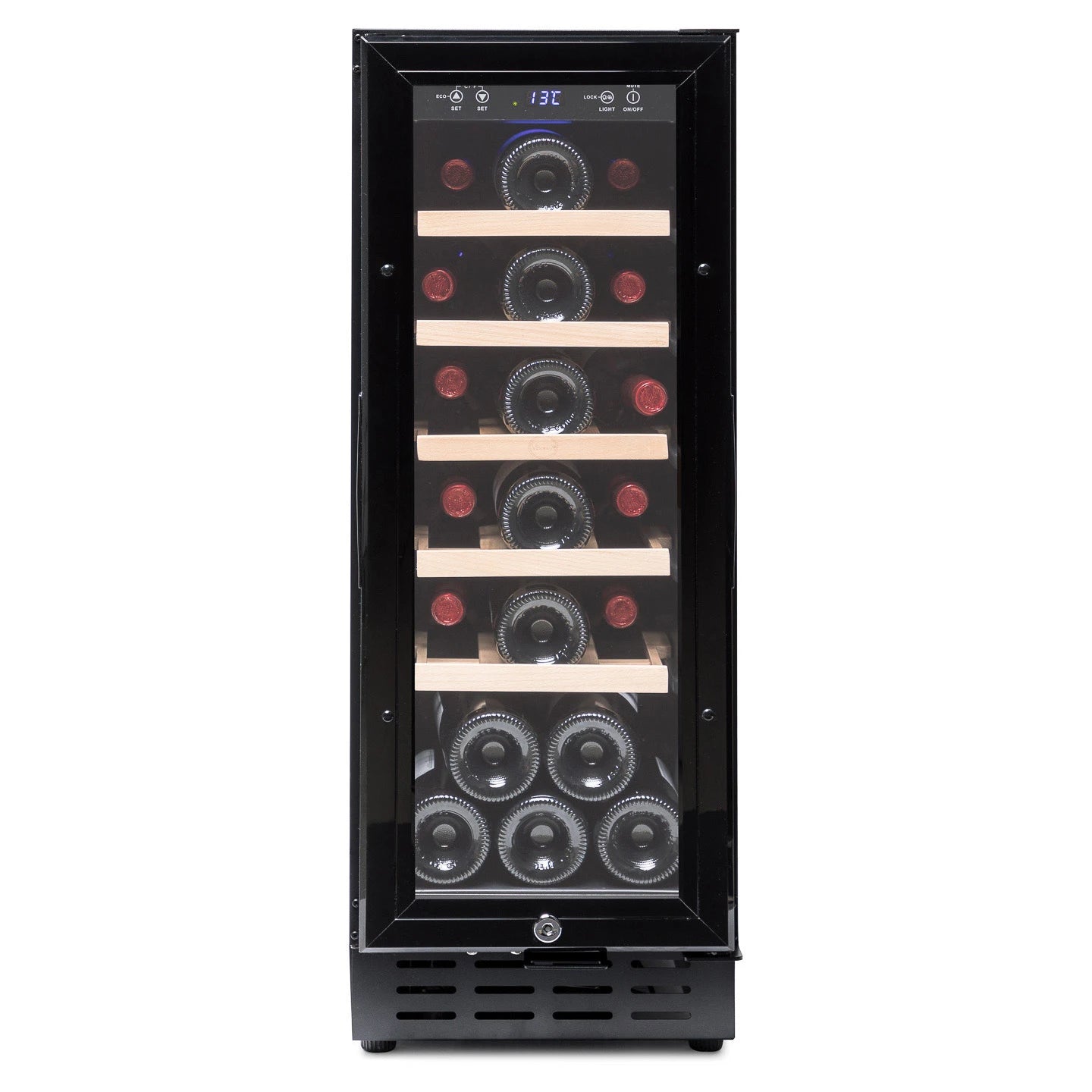 Cave de vinho 20 garrafas Vinobox 20 Design Black encastrável com porta preta de vidro.