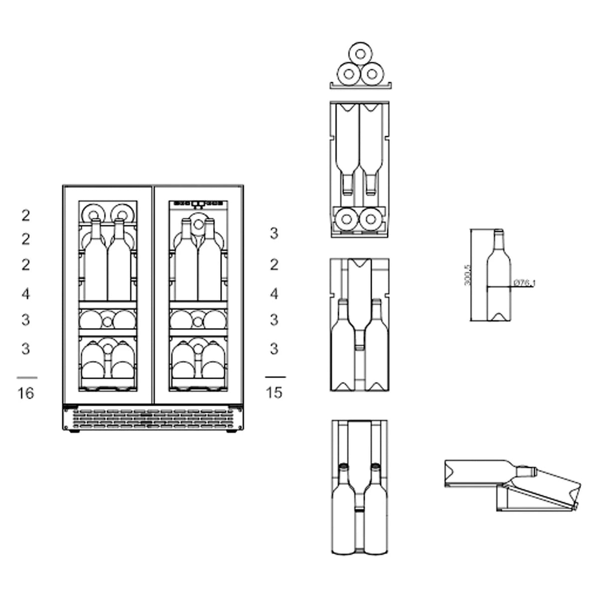 Wine cooler for 31 bottles mQuvée WineCave 60D2 Stainless, view 3