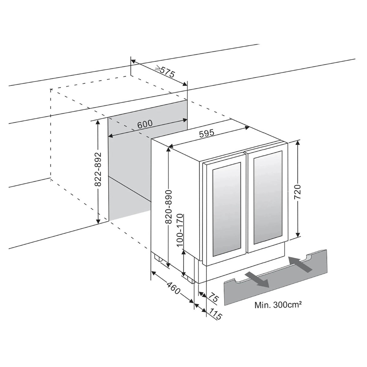 Wine cooler for 31 bottles mQuvée WineCave 60D2 Stainless, view 4