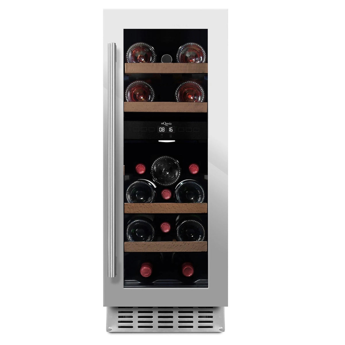 Cave de vinho para 16 garrafas mQuvée WineCave 700 30D Stainless de dupla zona