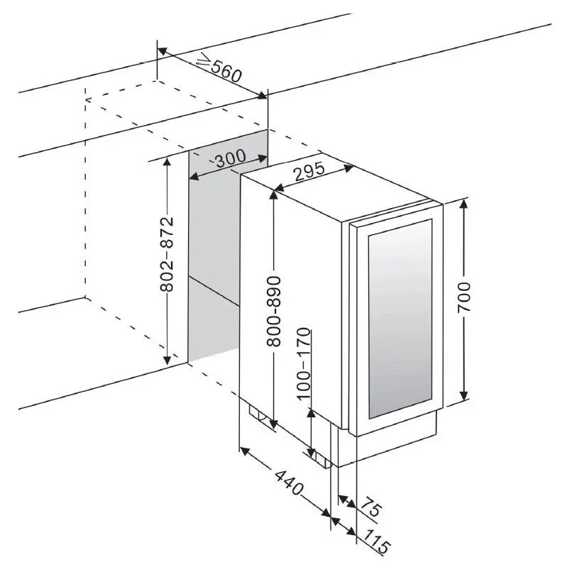 Cave de vinho para 16 garrafas mQuvée WineCave 700 30D Stainless de dupla zona, vista 6