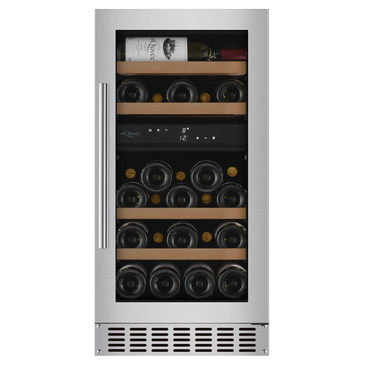 Cave de vinho para 28 garrafas mQuvée WineCave 700 40D de dupla zona Stainless