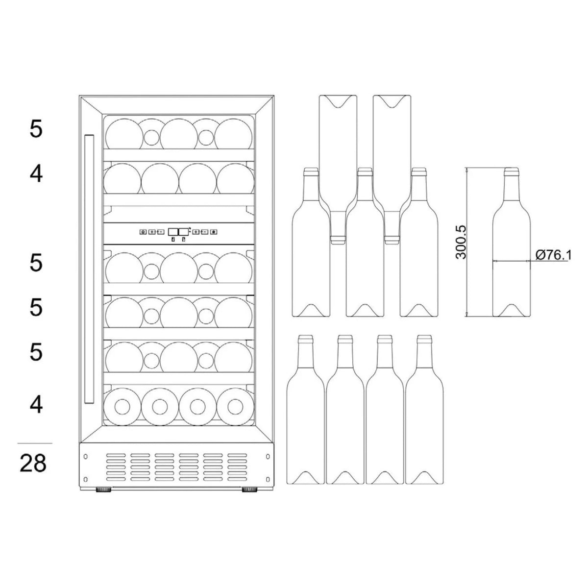 Cave de vinho para 28 garrafas mQuvée WineCave 700 40D de dupla zona Stainless, vista 8