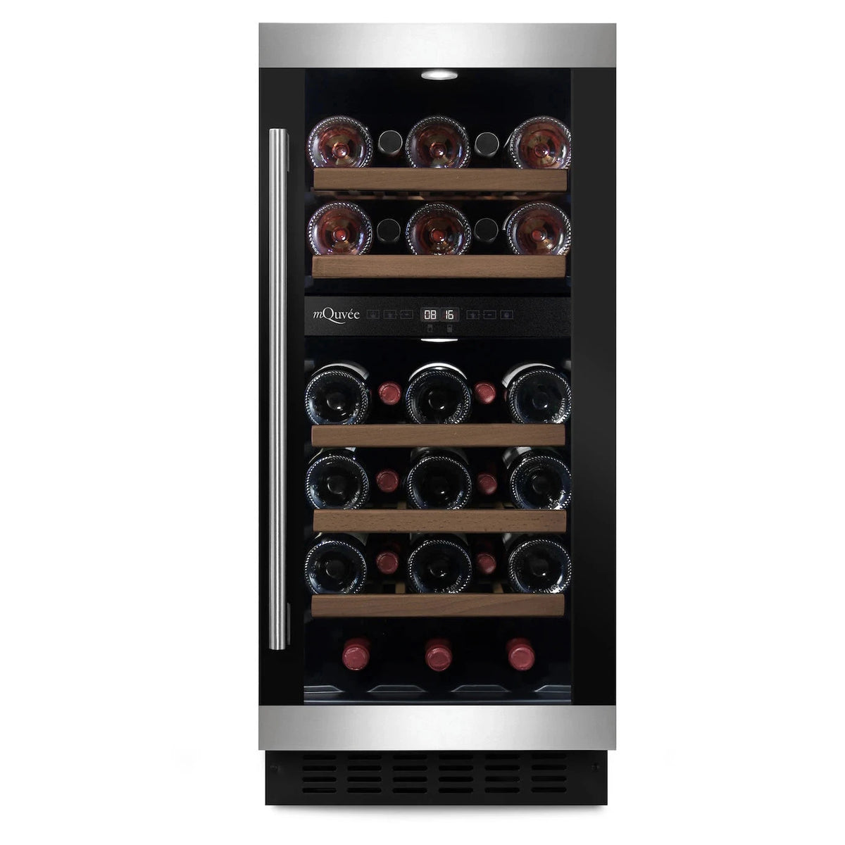 Cave de vinho para 28 garrafas mQuvée WineCave 700 40D Modern de dupla zona
