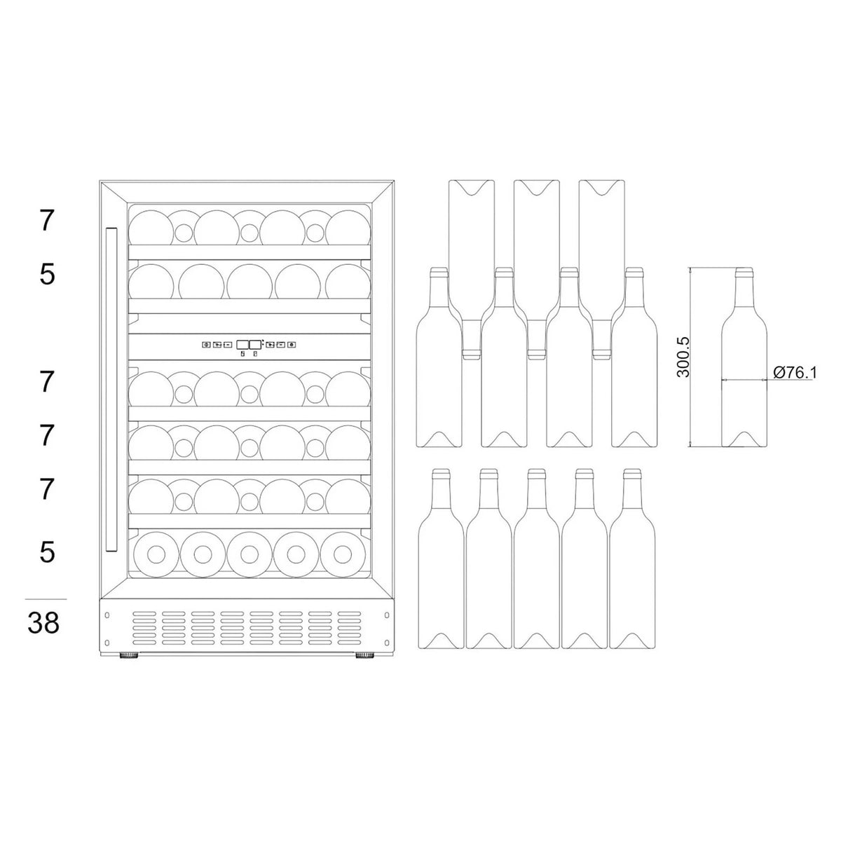 Cave de vinho para 38 garrafas mQuvée WineCave 700 50D Anthracite Black de dupla zona, vista 4