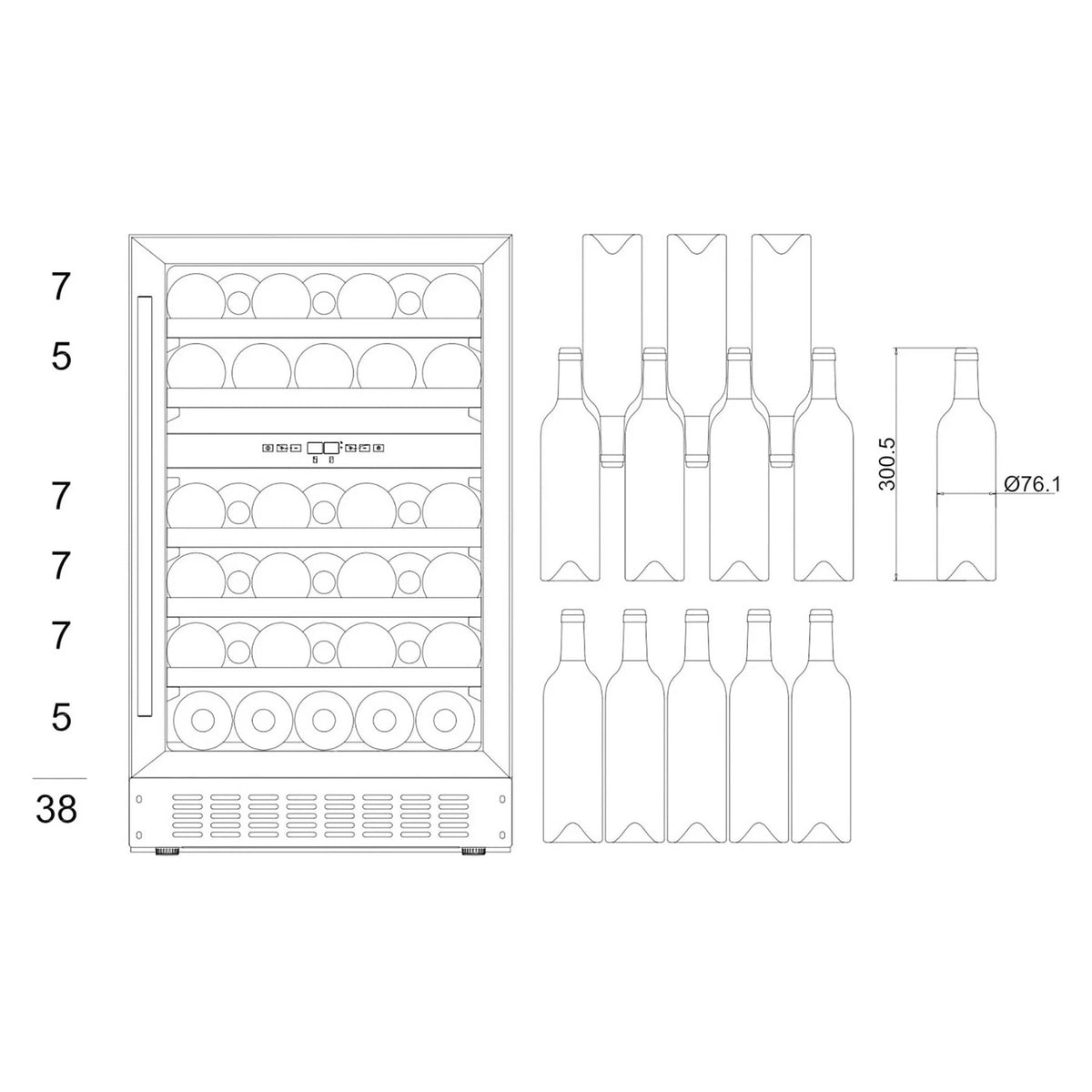 Cave de vinho para 38 garrafas mQuvée WineCave 700 50D Stainless de dupla zona, vista 6