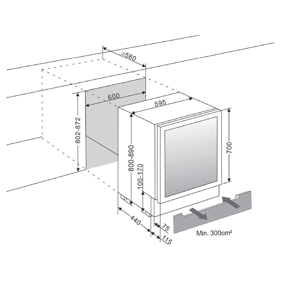 Cave de vinho para 45 garrafas mQuvée WineCave 700 60D de dupla zona Anthracite Black, vista 9