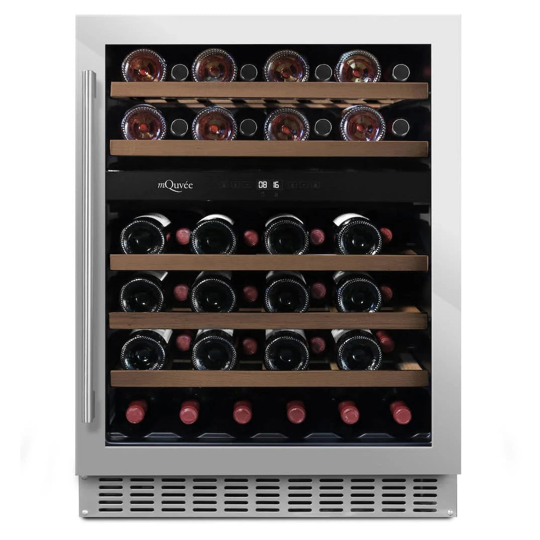 Cave de vinho para 45 garrafas mQuvée WineCave 700 60D de dupla zona Stainless