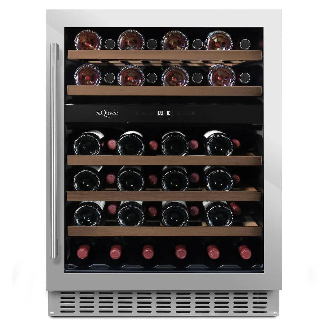 Cave de vinho para 45 garrafas mQuvée WineCave 700 60D de dupla zona Stainless