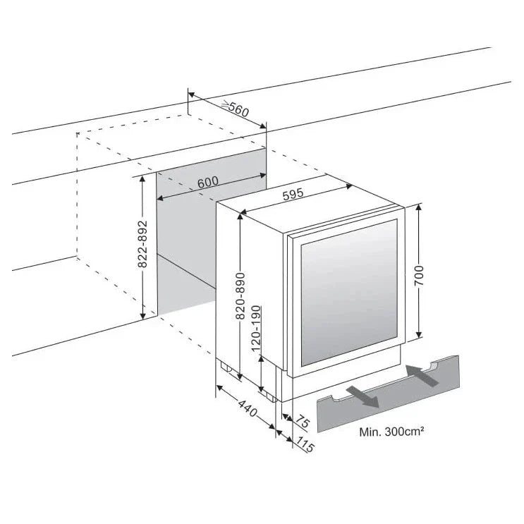 Cave de vinho para 45 garrafas mQuvée WineCave 700 60D de dupla zona Stainless, vista 8