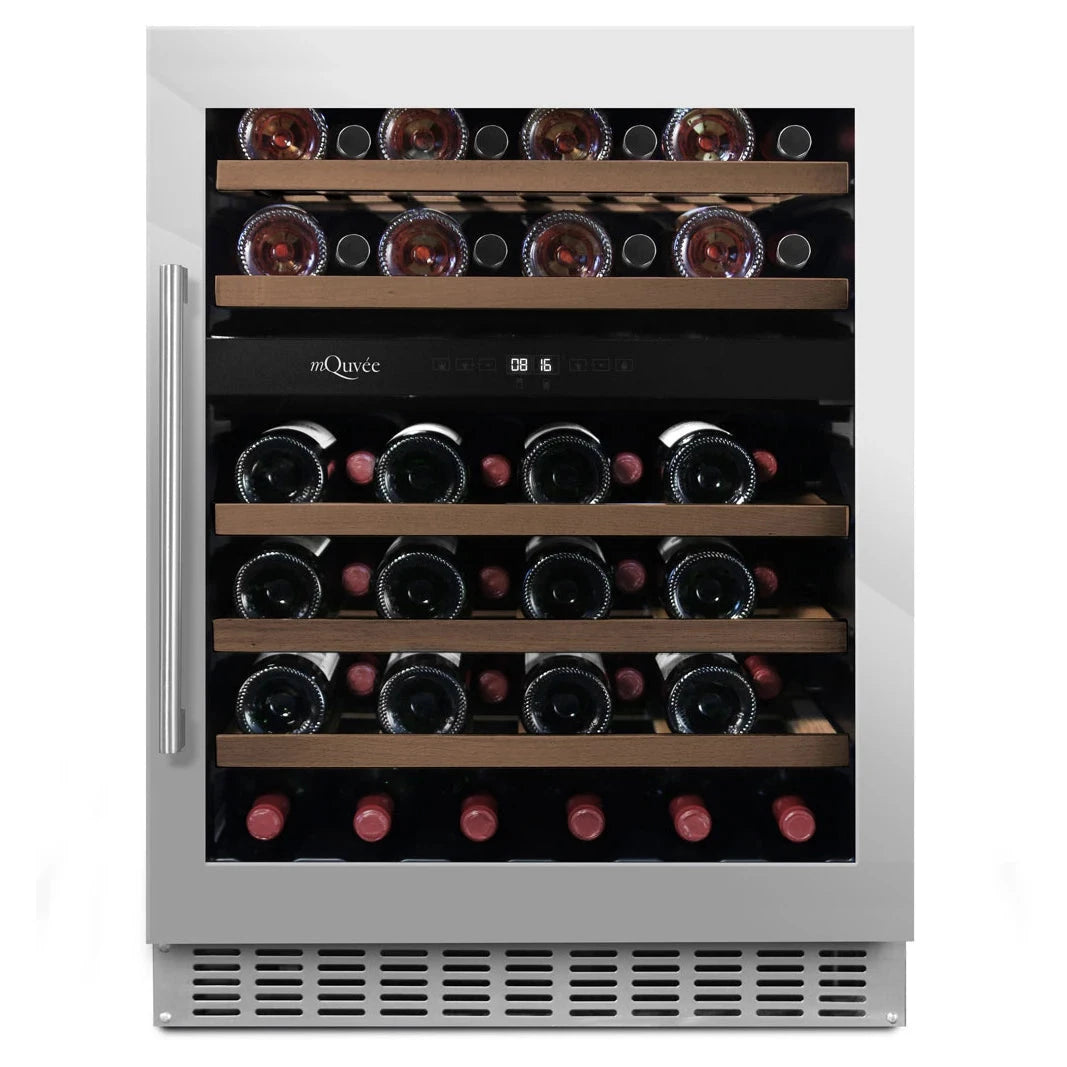 Cave de vinho para 45 garrafas mQuvée WineCave 780 60D de dupla zona Stainless