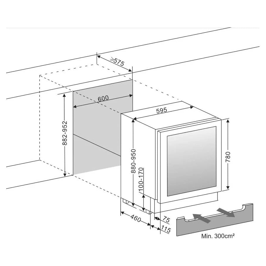 Cave de vinho para 45 garrafas mQuvée WineCave 780 60D de dupla zona Stainless, vista 5