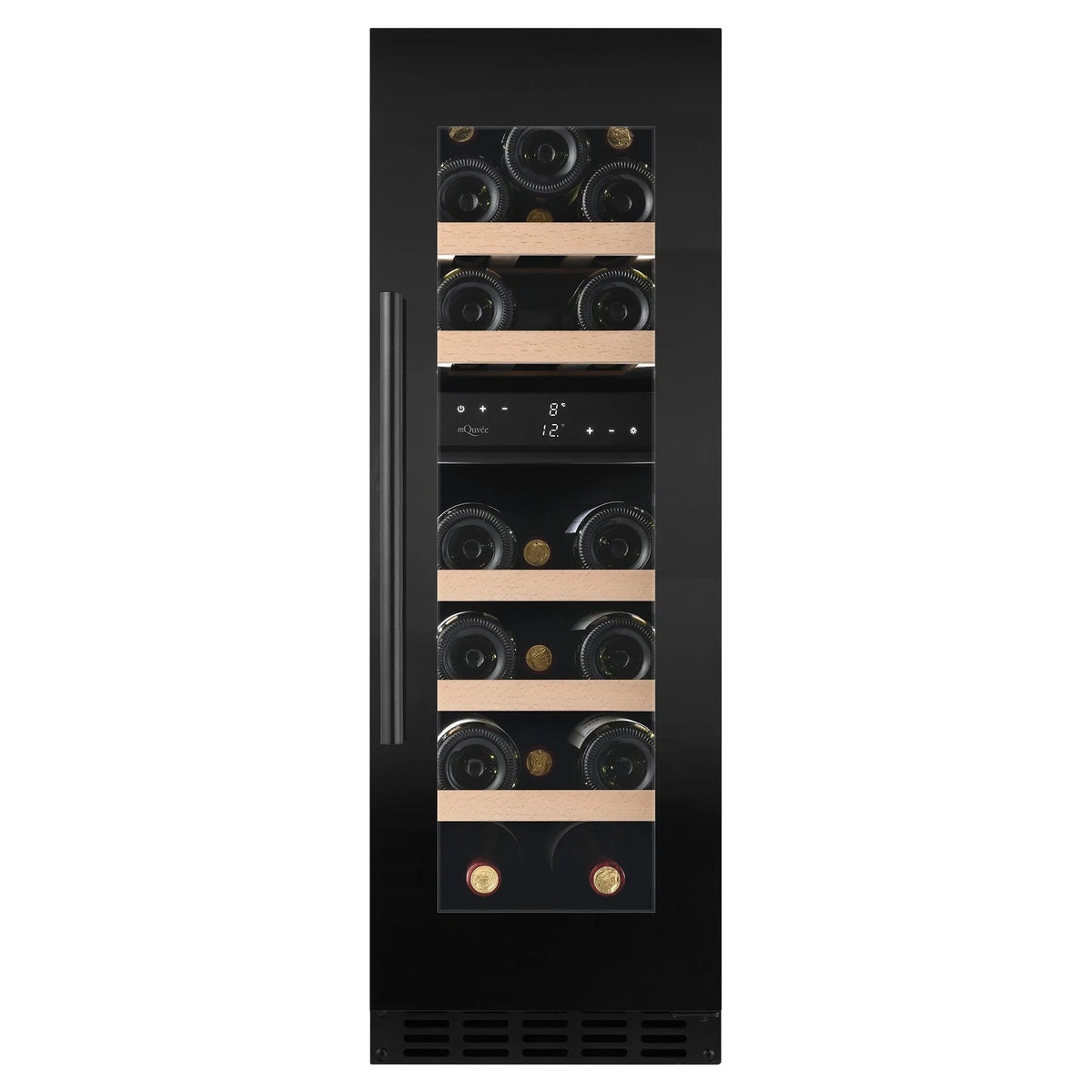 Cave de vinho para 19 garrafas mQuvée WineCave 800 30D Fullglass Black de dupla zona