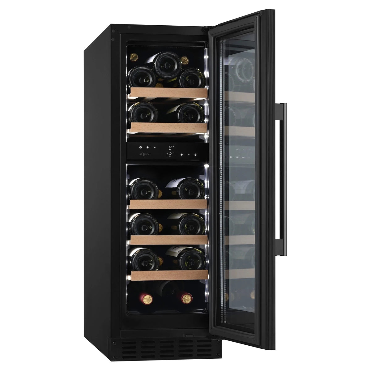 Cave de vinho para 19 garrafas mQuvée WineCave 800 30D Fullglass Black de dupla zona, vista 2