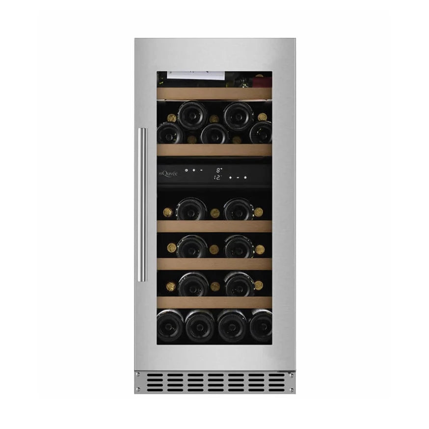 Cave de vinho para 34 garrafas mQuvée WineCave 800 40D Stainless de dupla zona