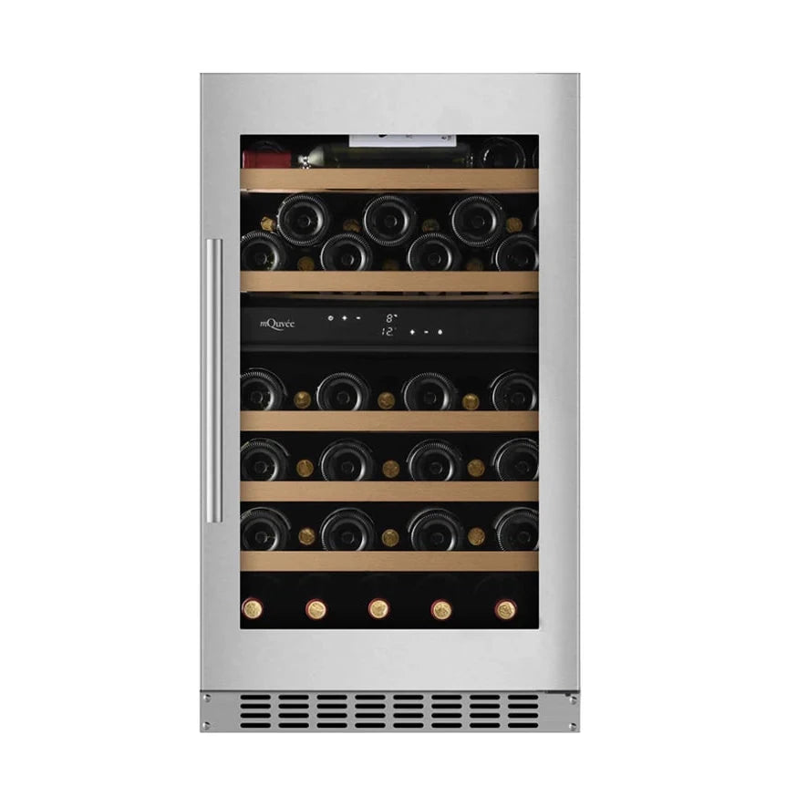 Cave de vinho para 46 garrafas mQuvée WineCave 800 50D Stainless de dupla zona