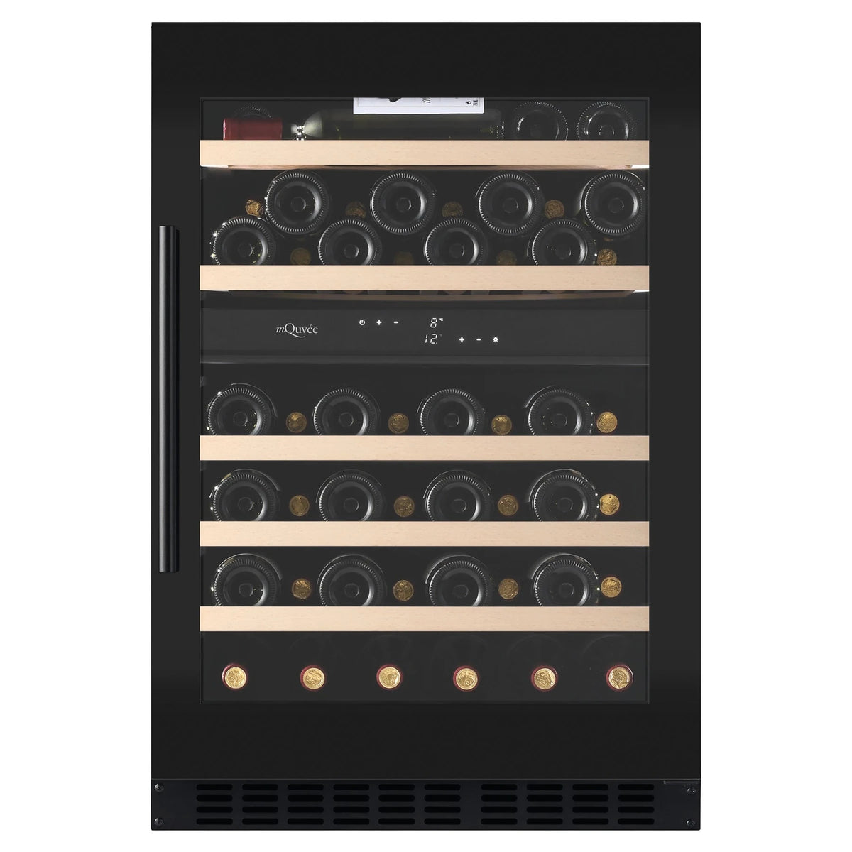Cave de vinho para 53 garrafas mQuvée WineCave 800 60D Fullglass Black de dupla zona
