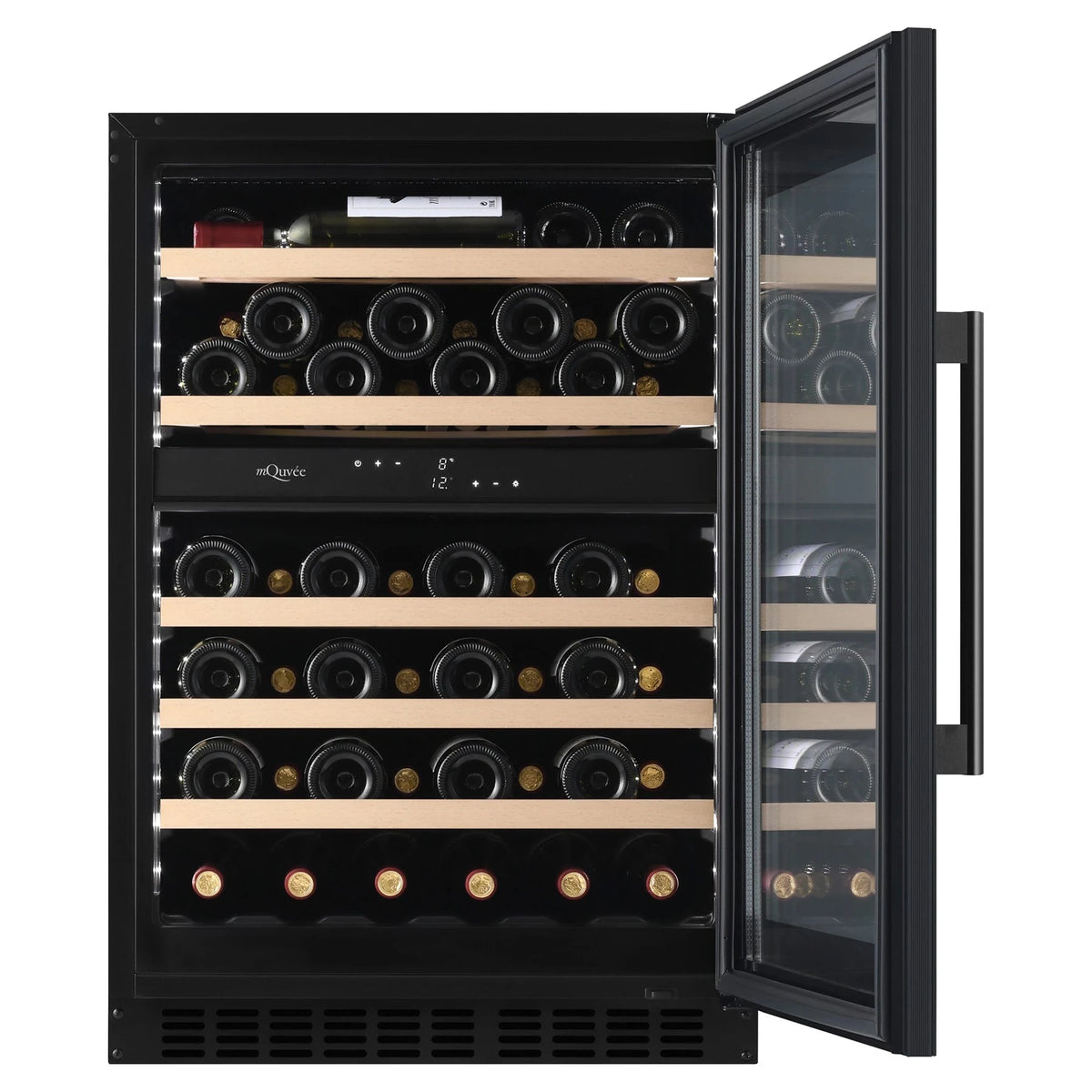 Cave de vinho para 53 garrafas mQuvée WineCave 800 60D Fullglass Black de dupla zona, vista 3