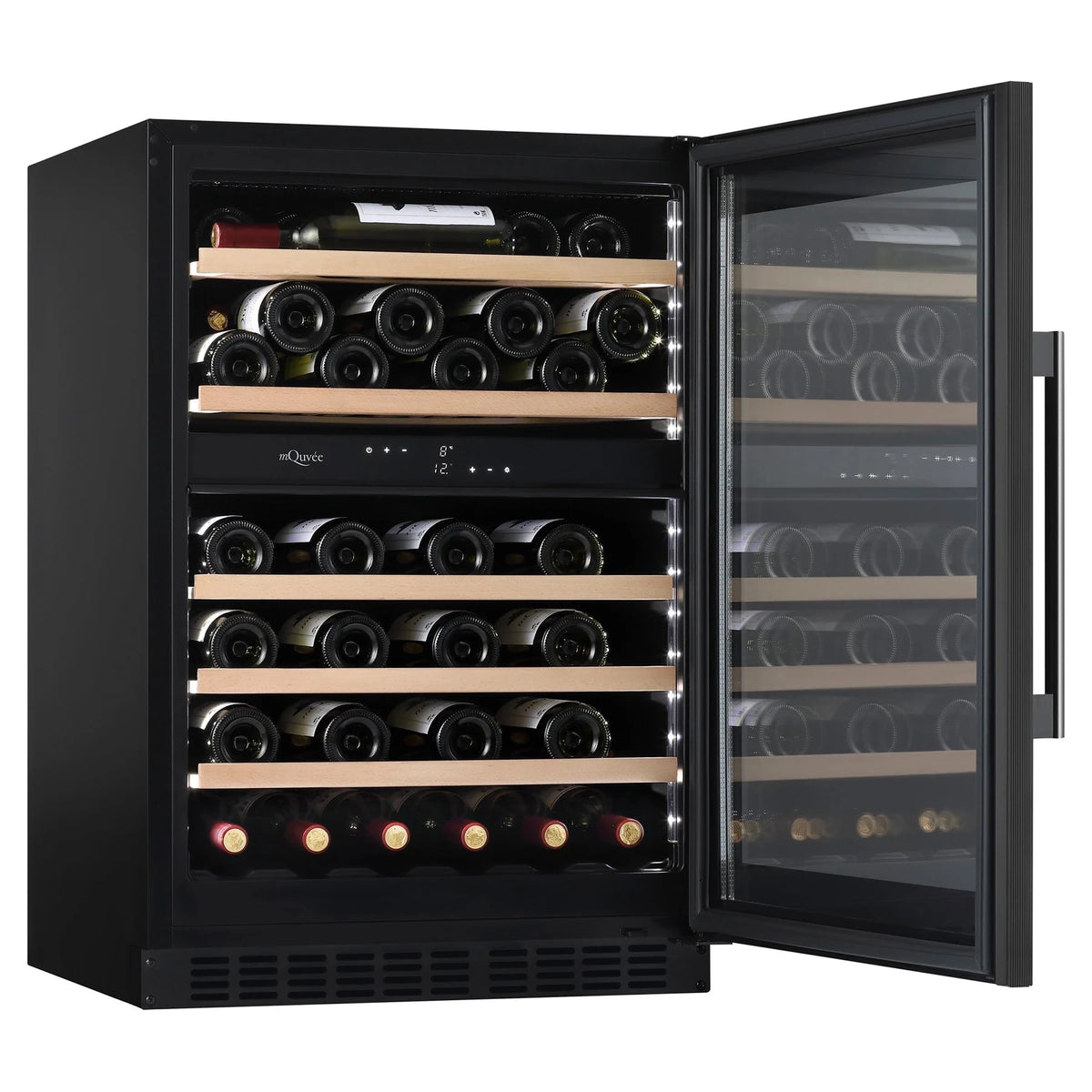Cave de vinho para 53 garrafas mQuvée WineCave 800 60D Fullglass Black de dupla zona, vista 4