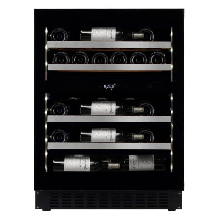 Cave de vinho para 31 garrafas WineCave Exclusive 700 60D Fullglass Black Push/Pull de dupla zona