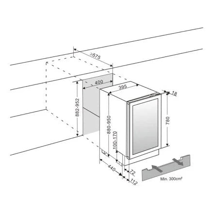 Cave de vinho para 34 garrafas mQuvée WineCave Exclusive 780 40D Panel Ready, vista 6