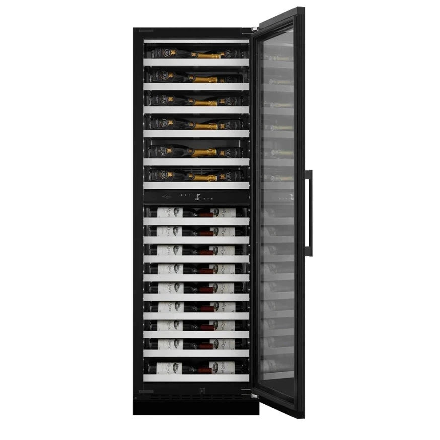 Cave de vinho para 57 garrafas mQuvée WineCave Slim 182D Fullglass Black de dupla zona, vista 4