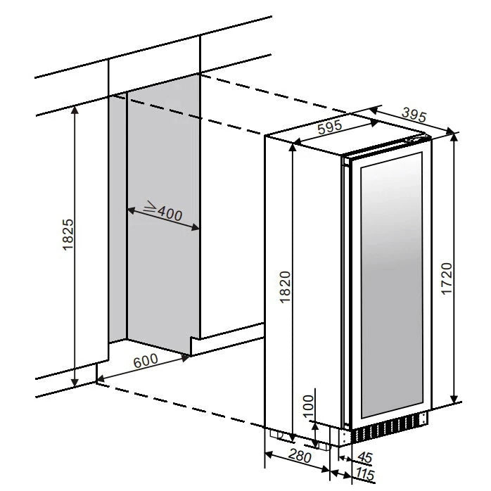 Cave de vinho para 57 garrafas mQuvée WineCave Slim 182D Fullglass Black de dupla zona, vista 6