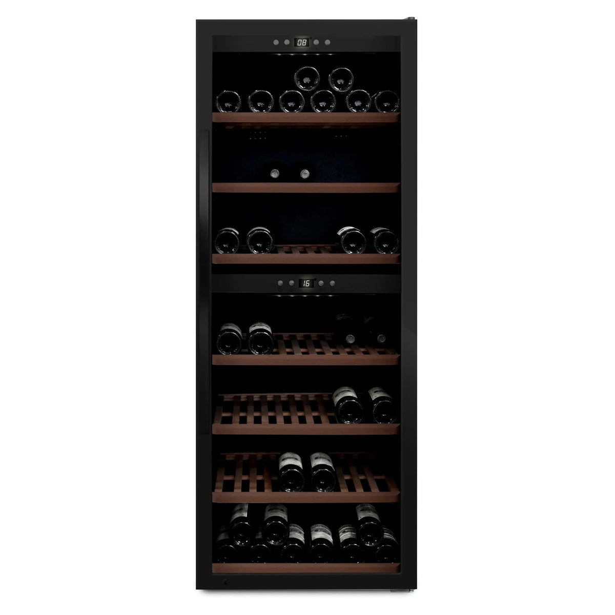 Cave de vinho para 126 garrafas mQuvée WineExpert 126 de dupla zona Fullglass Black