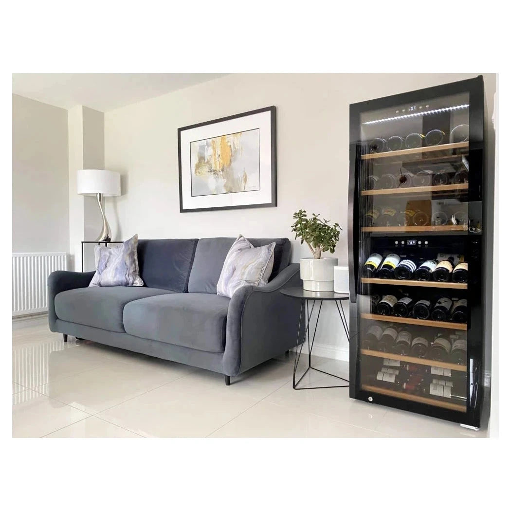 Cave de vinho para 126 garrafas mQuvée WineExpert 126 de dupla zona Fullglass Black, vista 2