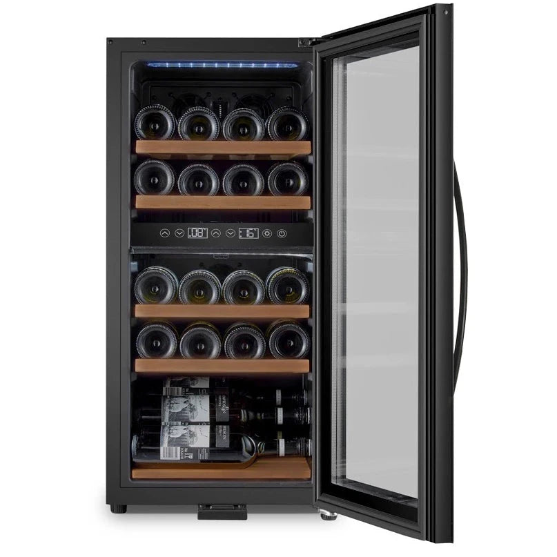 Cave de vinho para 24 garrafas mQuvée WineExpert 24 de dupla zona Fullglass Black, vista 2
