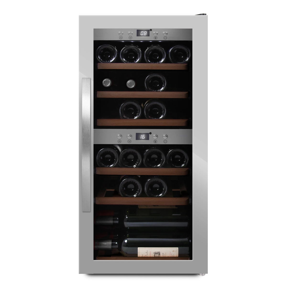 Cave de vinho para 24 garrafas mQuvée WineExpert 24 de dupla zona Stainless