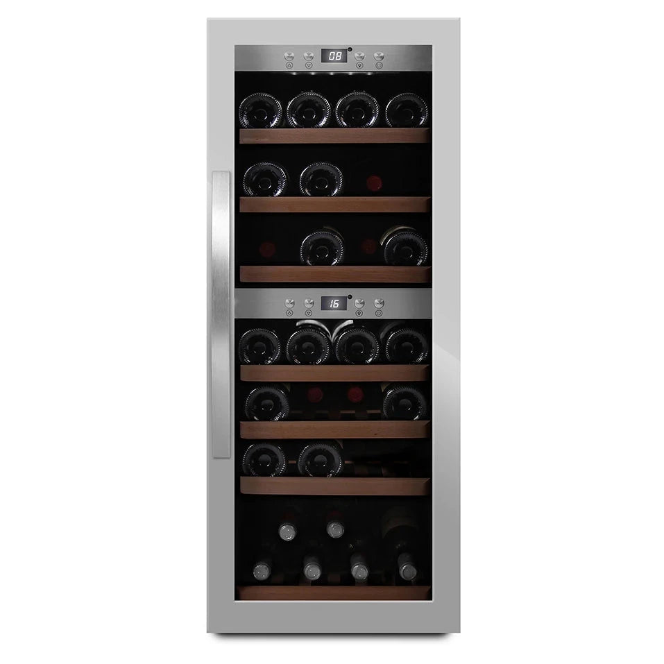 Cave de vinho para 38 garrafas mQuvée WineExpert 38 de dupla zona Stainless