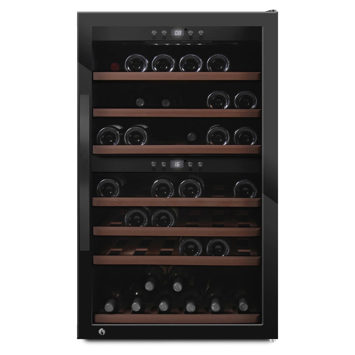 Cave de vinho para 66 garrafas mQuvée WineExpert 66 de dupla zona Fullglass Black