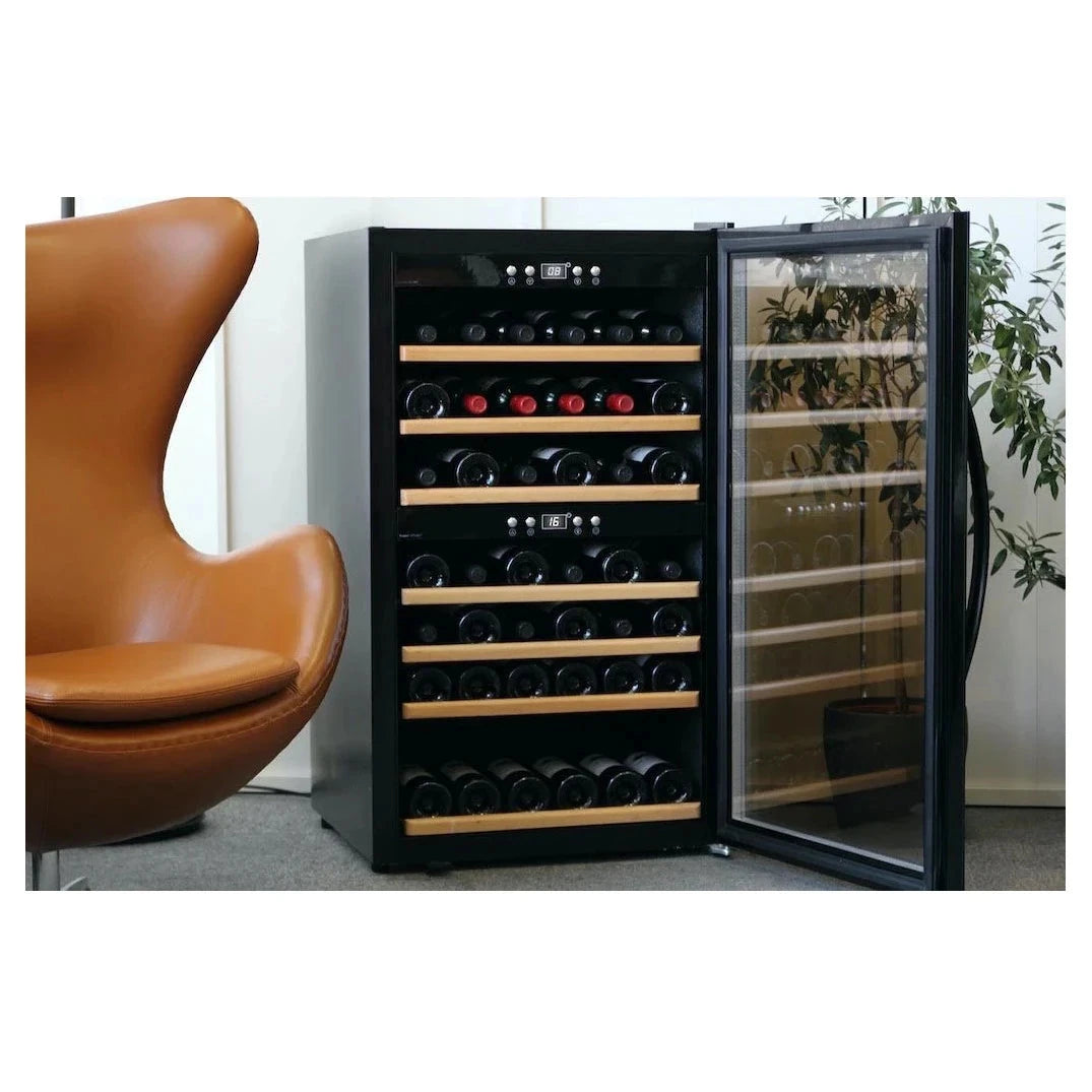 Cave de vinho para 66 garrafas mQuvée WineExpert 66 de dupla zona Fullglass Black, vista 2