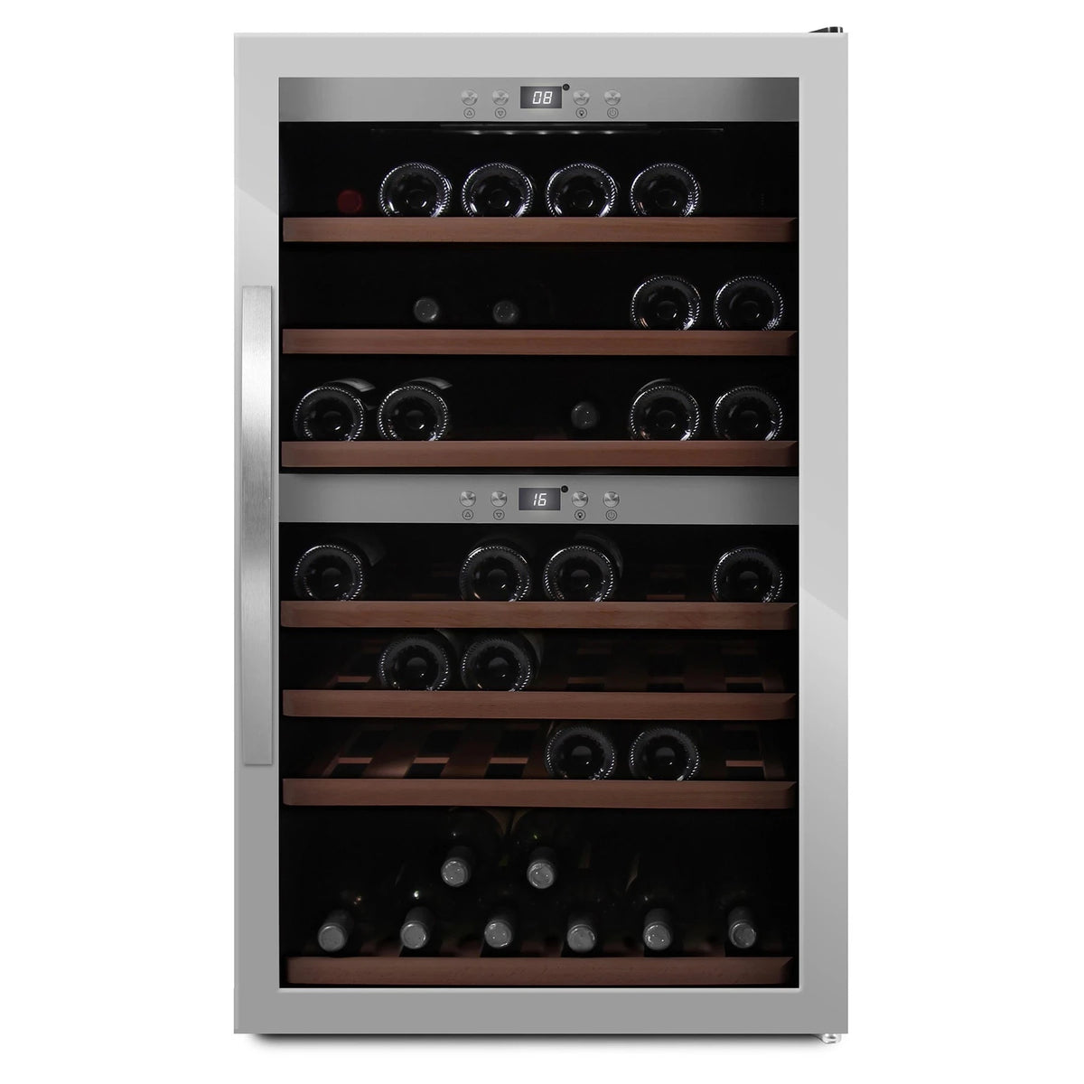 Cave de vinho para 66 garrafas mQuvée WineExpert 66 de dupla zona Stainless