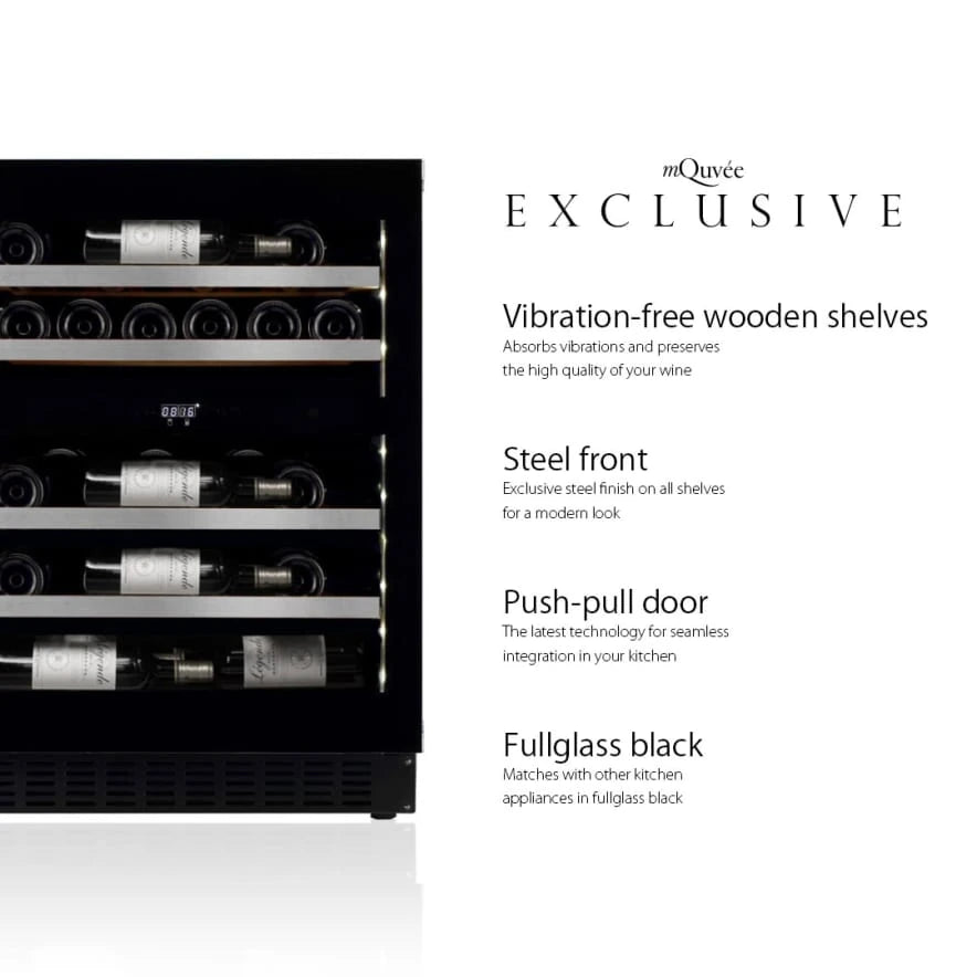 Cave de vinho encastrável para 112 garrafas mQuvée WineKeeper 112D Fullglass Black Push/Pull de dupla zona, vista 5
