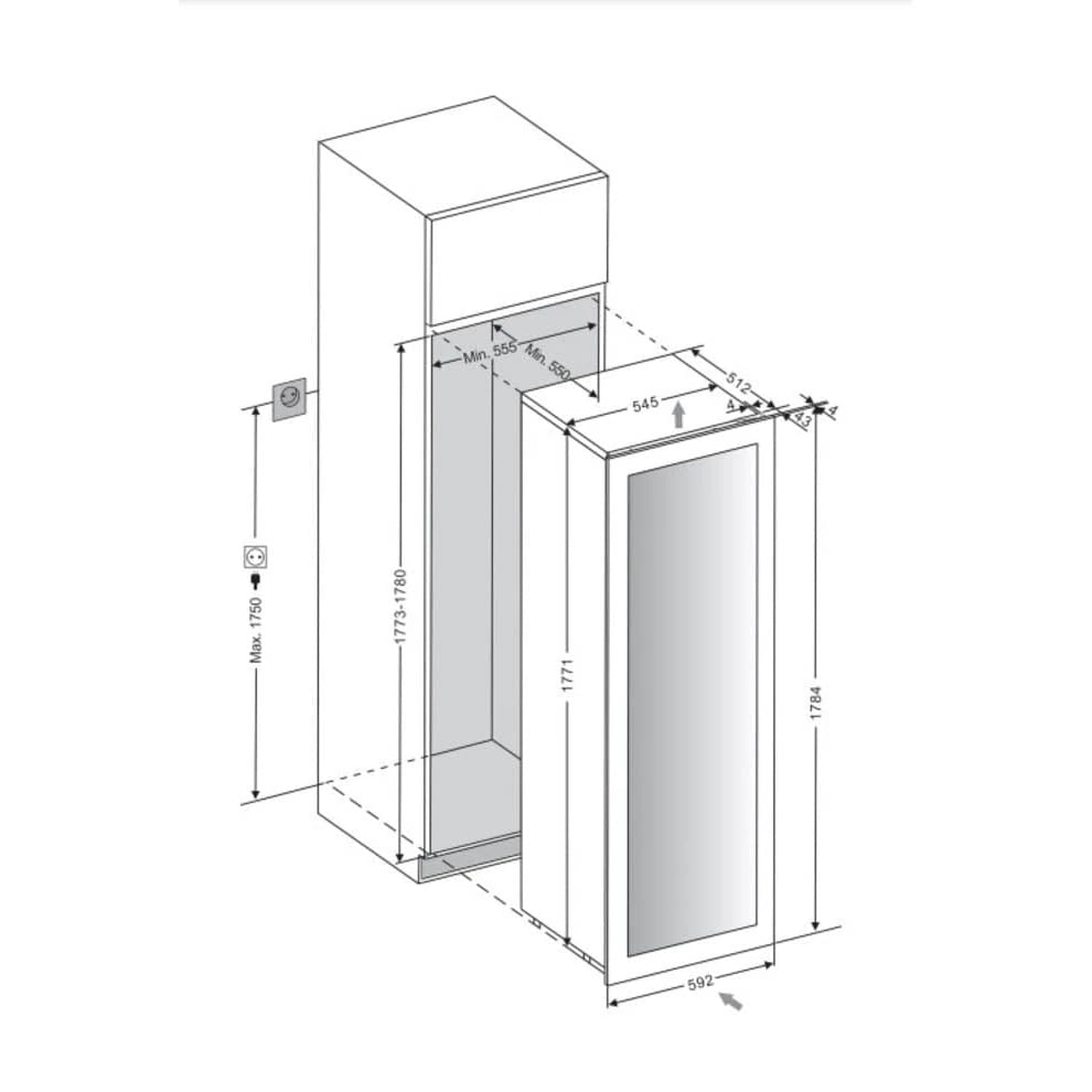 Cave de vinho encastrável para 112 garrafas mQuvée WineKeeper 112D Fullglass Black Push/Pull de dupla zona, vista 6