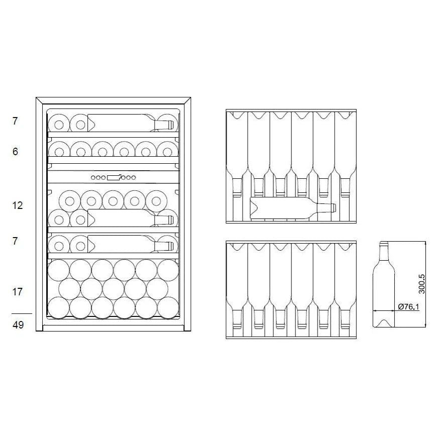Cave de vinho para 49 garrafas mQuvée WineKeeper 49D de dupla zona Fullglass Black, vista 4