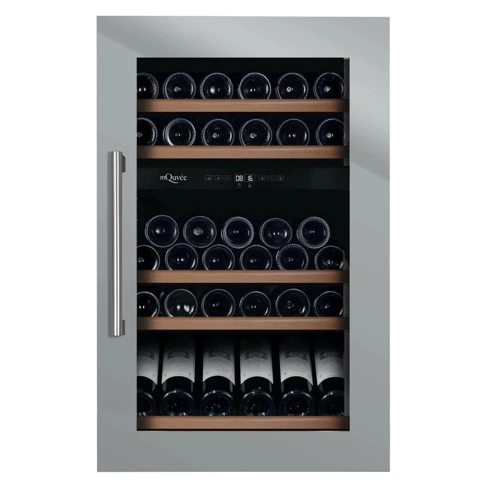 Cave de vinho para 49 garrafas mQuvée WineKeeper 49D de dupla zona Stainless