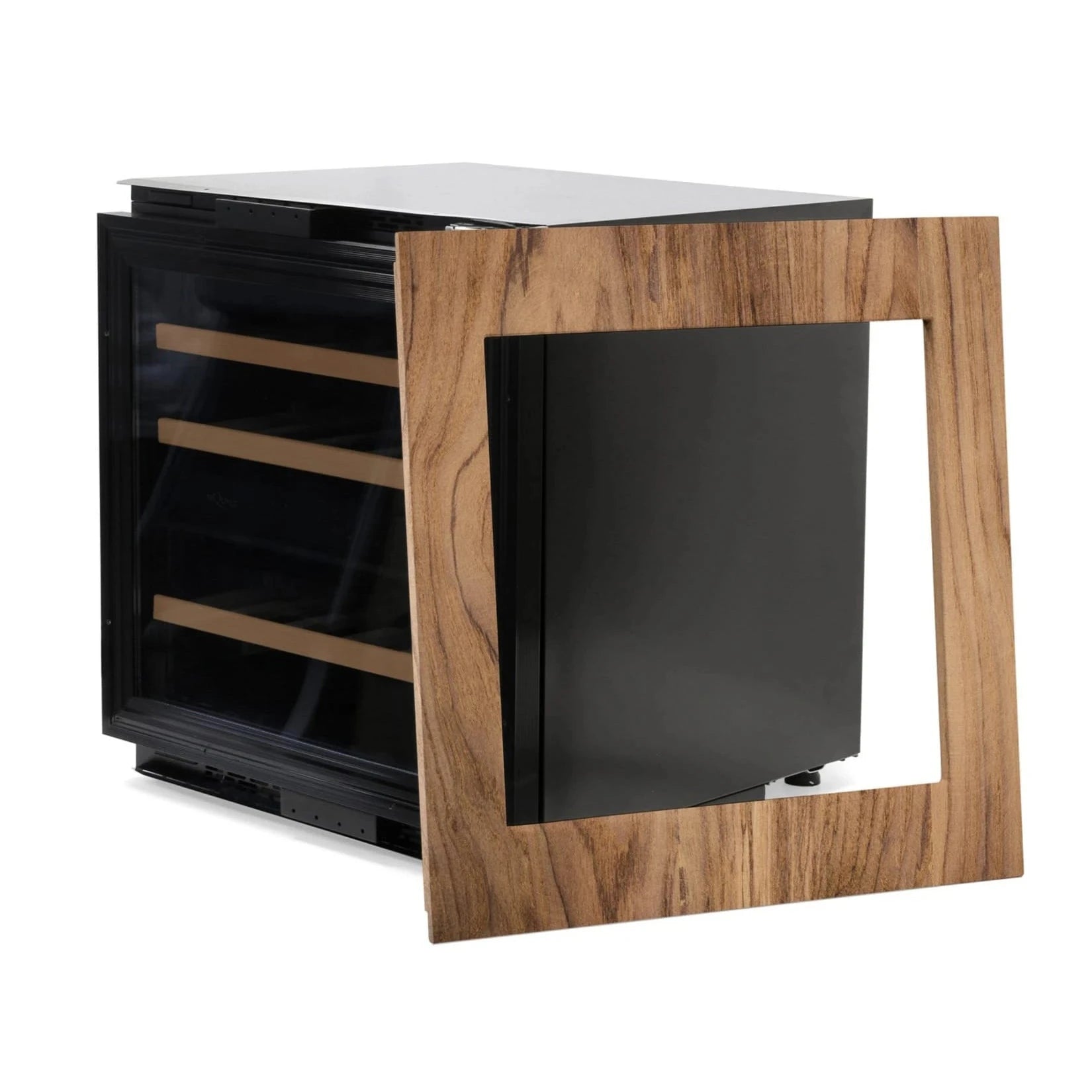 Cave de vinho para 26 garrafas mQuvée WineKeeper Exclusive 25D Panel Ready Push-Pull de dupla zona