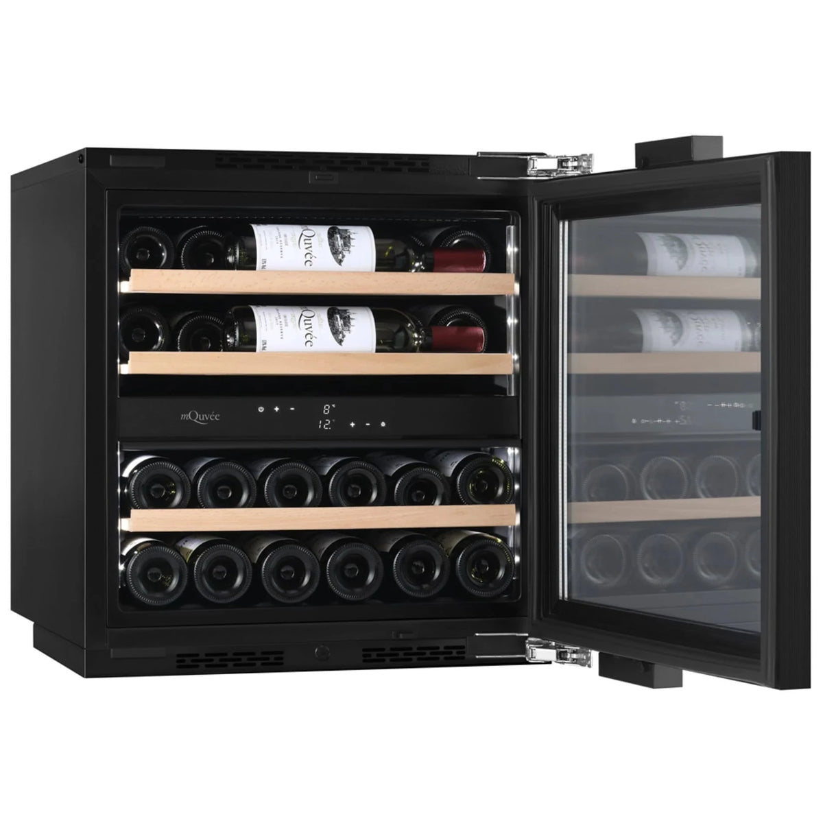 Cave de vinho para 26 garrafas mQuvée WineKeeper Exclusive 25D Panel Ready Push-Pull de dupla zona, vista 3