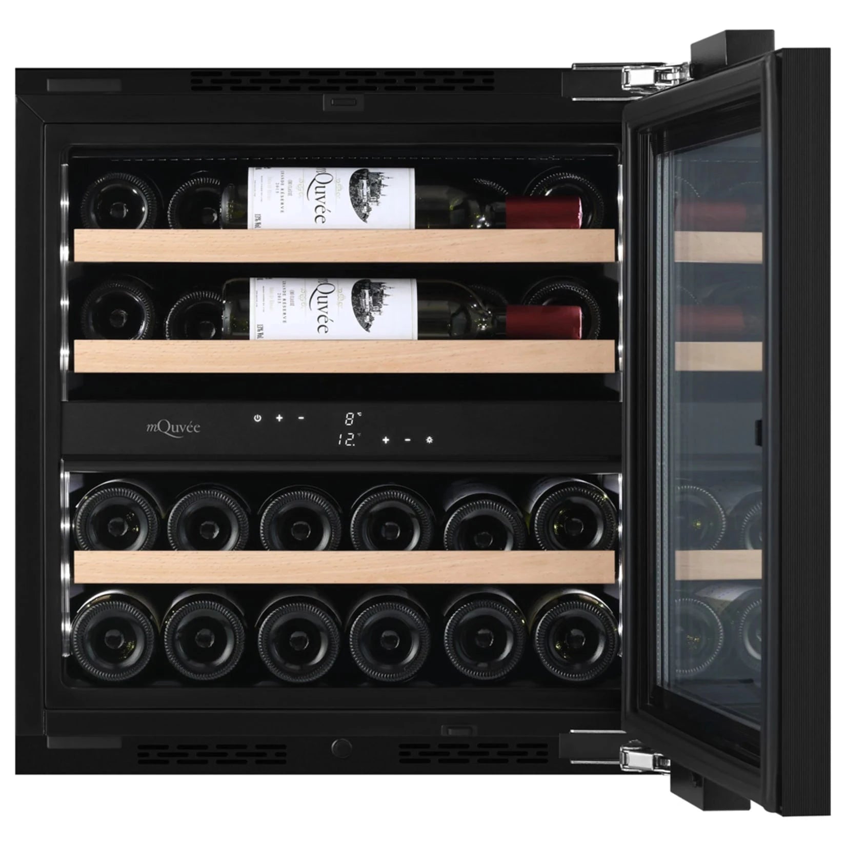 Cave de vinho para 26 garrafas mQuvée WineKeeper Exclusive 25D Panel Ready Push-Pull de dupla zona, vista 4