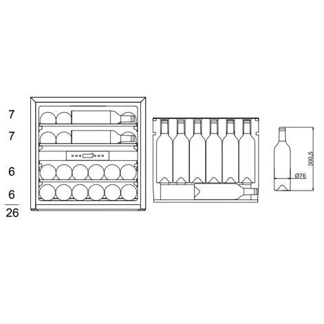 Cave de vinho para 26 garrafas mQuvée WineKeeper Exclusive 25D Panel Ready Push-Pull de dupla zona, vista 7