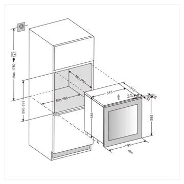 Cave de vinho para 26 garrafas mQuvée WineKeeper Exclusive 25D Panel Ready Push-Pull de dupla zona, vista 8