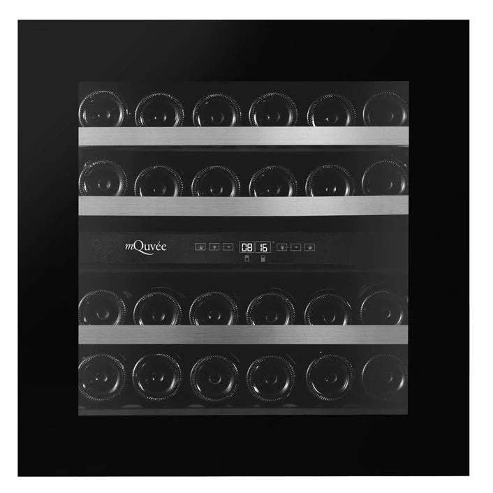 Cave de vinho para 25 garrafas mQuvée WineKeeper Exclusive 25D Push/Pull de dupla zona FullGlass Black