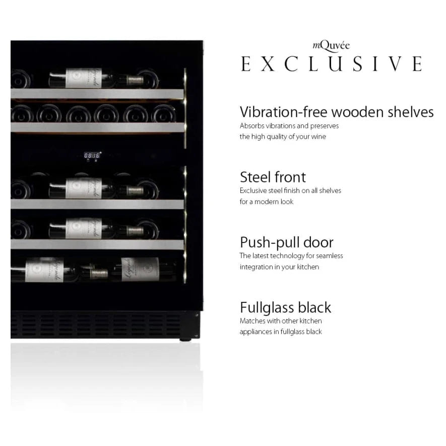 Cave de vinho para 25 garrafas mQuvée WineKeeper Exclusive 25D Push/Pull de dupla zona FullGlass Black, vista 3