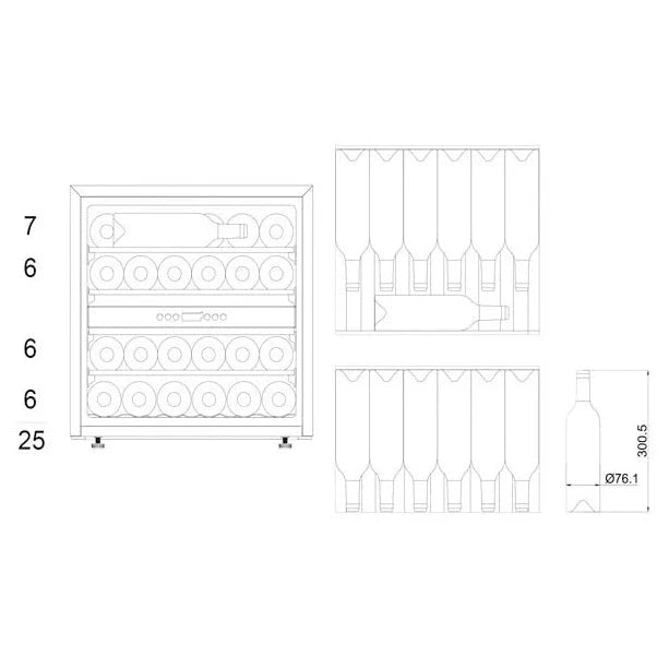 Cave de vinho para 25 garrafas mQuvée WineKeeper Exclusive 25D Push/Pull de dupla zona FullGlass Black, vista 4