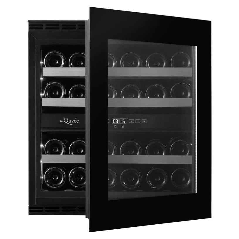 Cave de vinho para 25 garrafas mQuvée WineKeeper Exclusive 25D Push/Pull de dupla zona FullGlass Black, vista 6